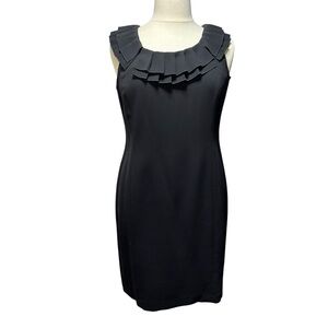 NWT Jones Studio Black Ruffle Neck‎ Mini Dress  size 14